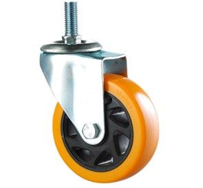 roulette pivot tige + frein polymide orange