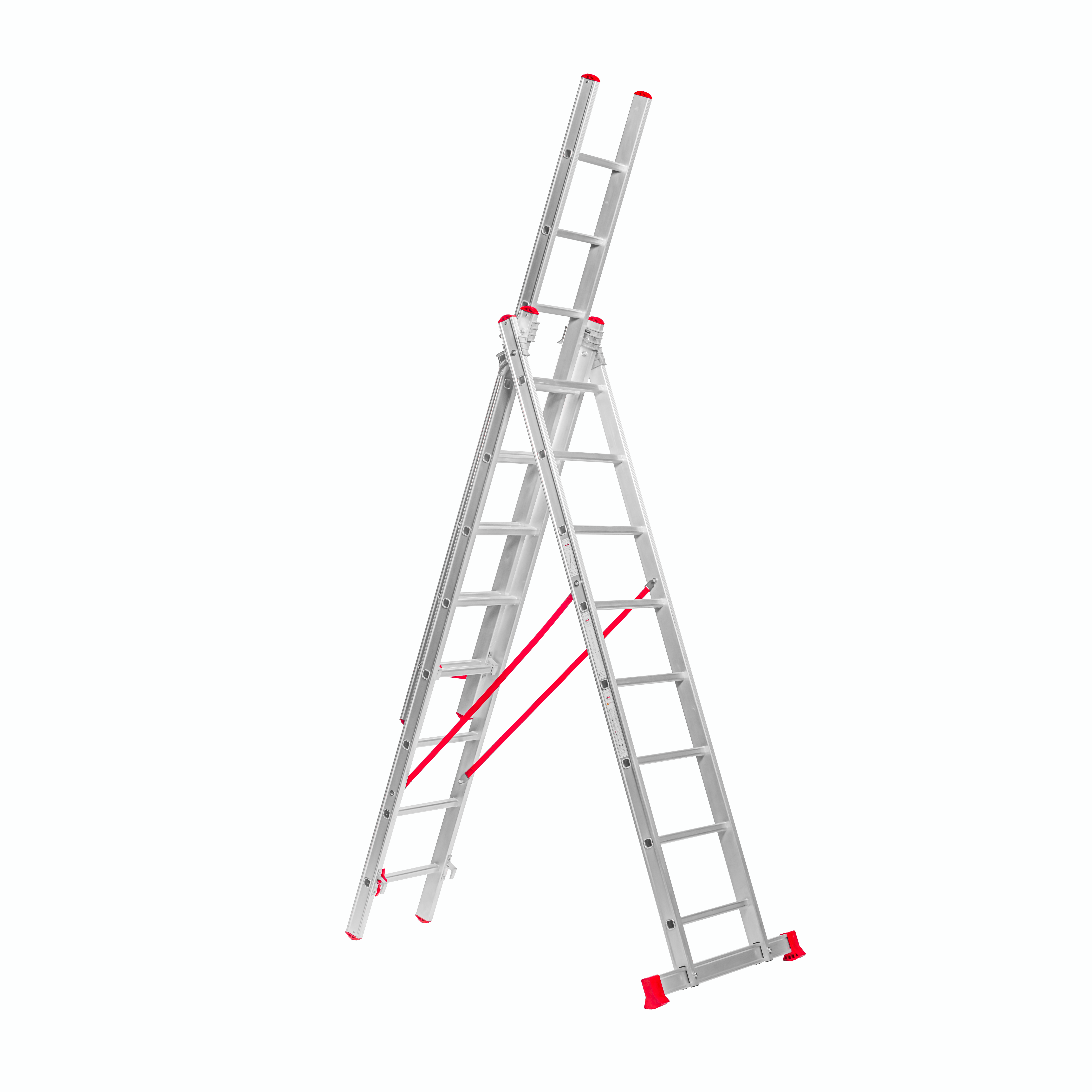échelle aluminium évasée triple  2.5m x 8 marche