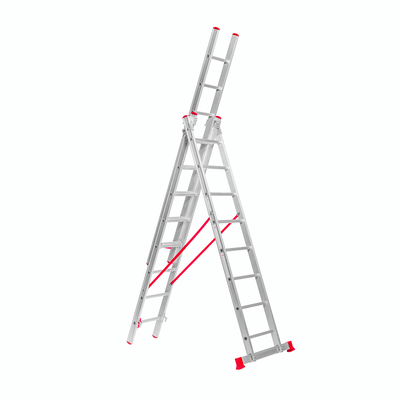 échelle aluminium évasée triple  2.5m x 8 marche