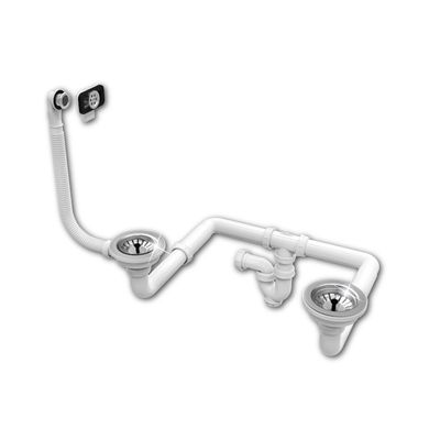 vidage évier grès / évier inox à panier ø 90 double bac