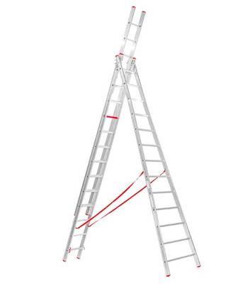 échelle aluminium évasée triple 13 marche