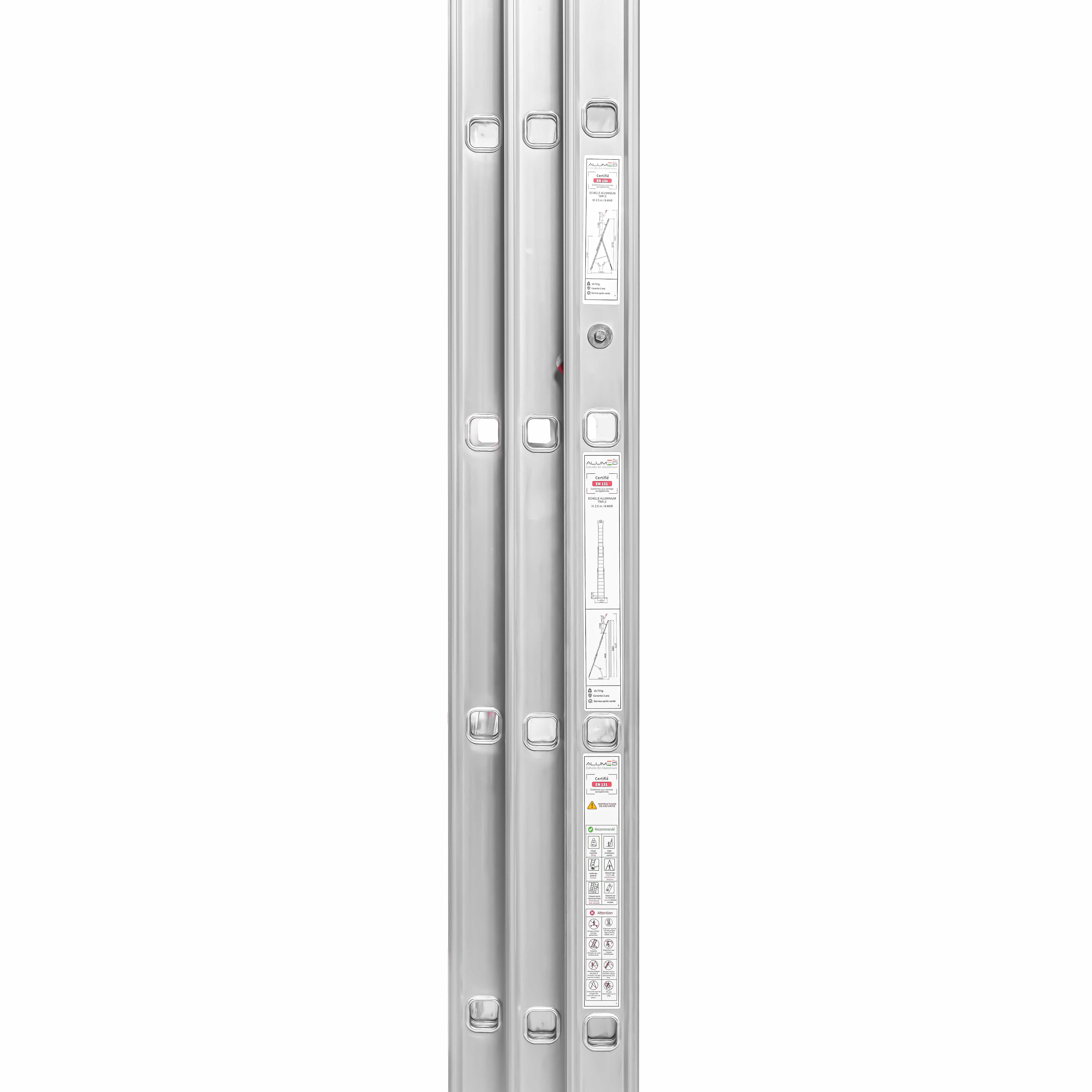 échelle aluminium évasée triple  2.5m x 8 marche thumbnail 3