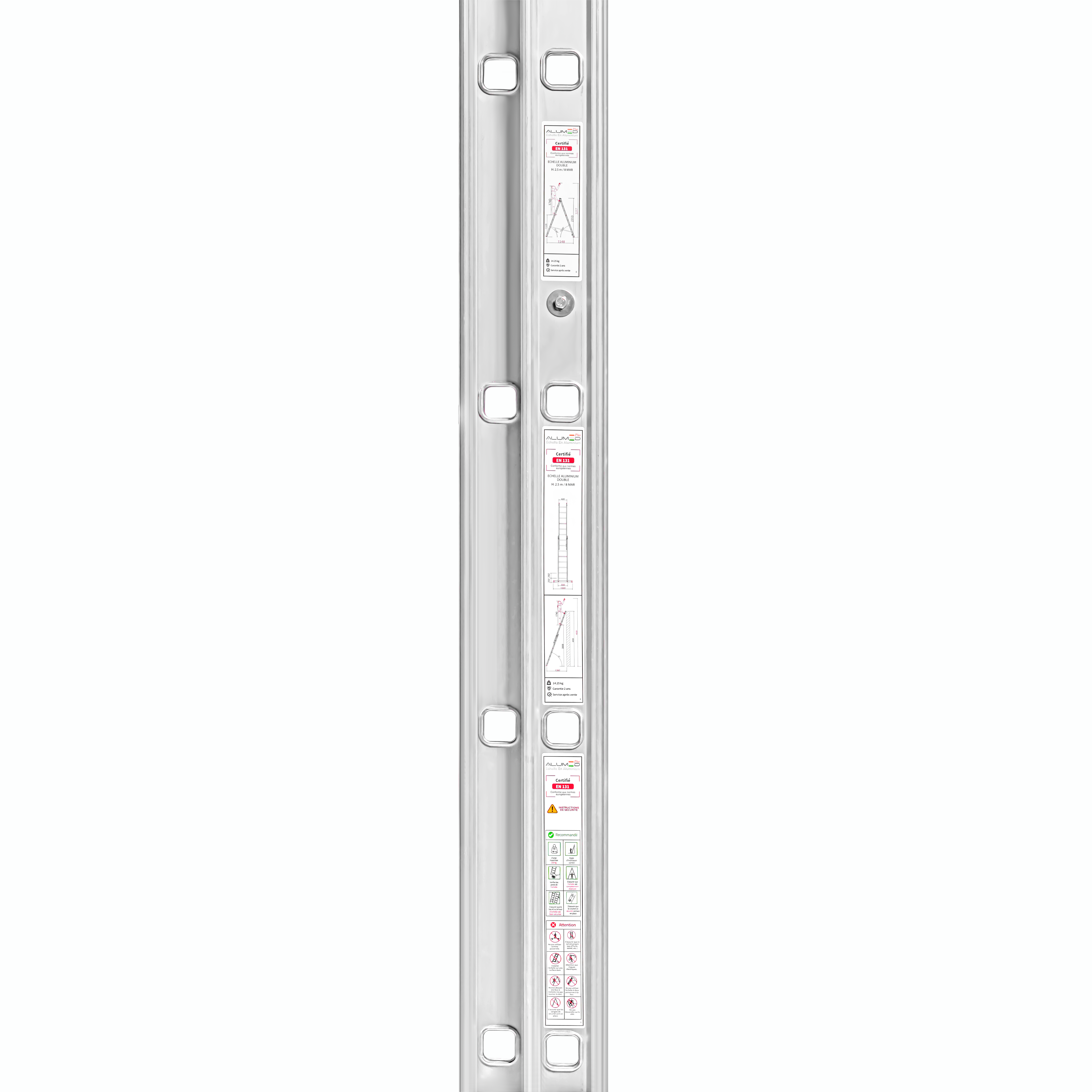 échelle aluminium évasée double 2.5m x 8 marche thumbnail 3