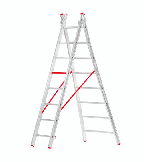 échelle aluminium évasée double  8 marche