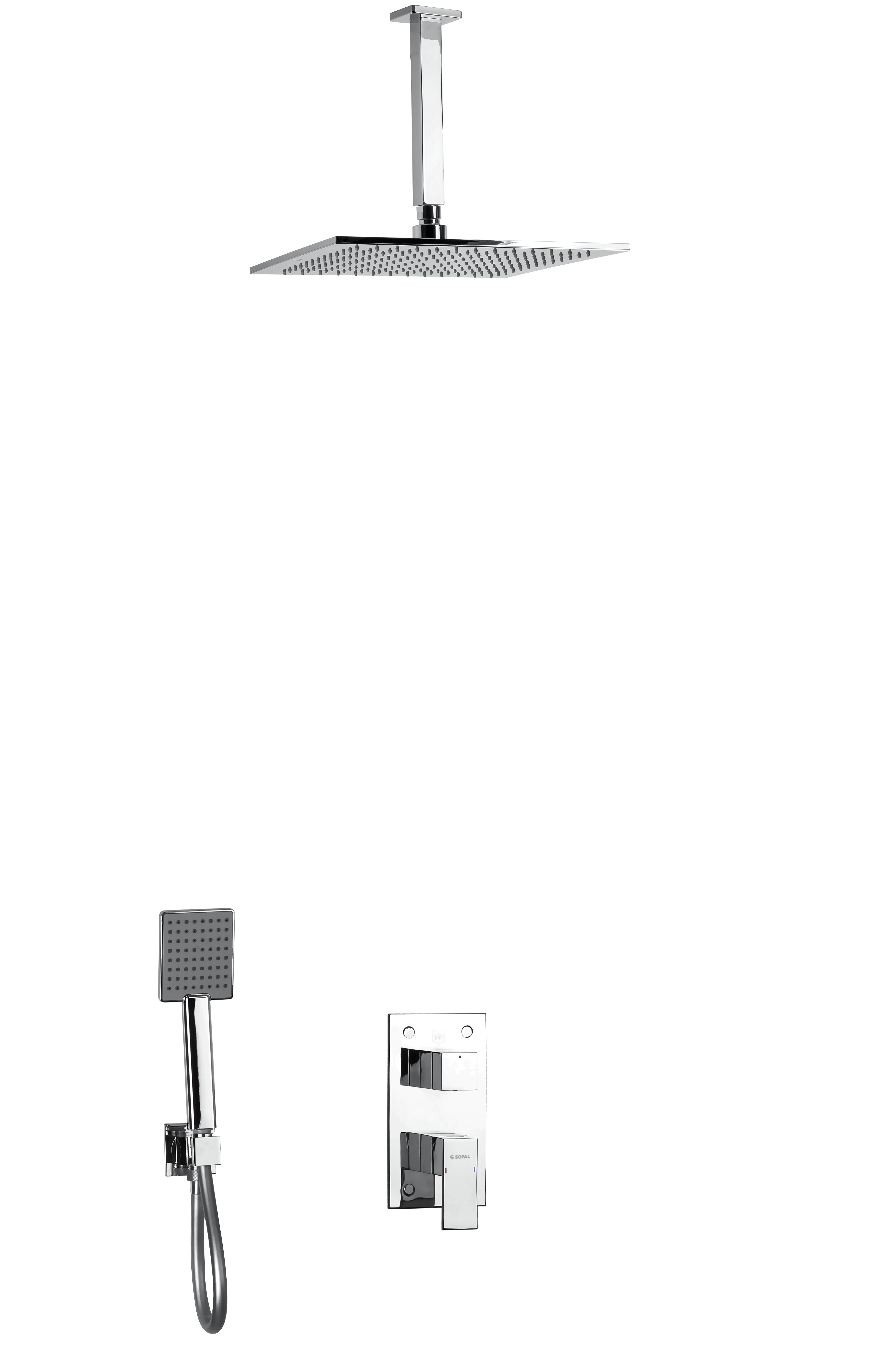 mitigeur de douche encastré avec rain shower plafonnier el jem